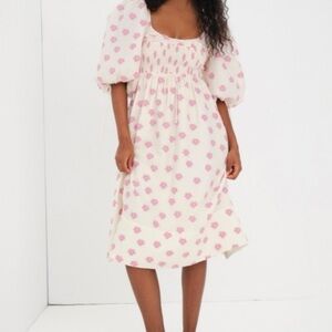 For Love & Lemons Blakey Midi Dress with Pink Floral Print